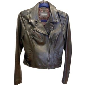 BLACK RIVET LEATHER JACKET